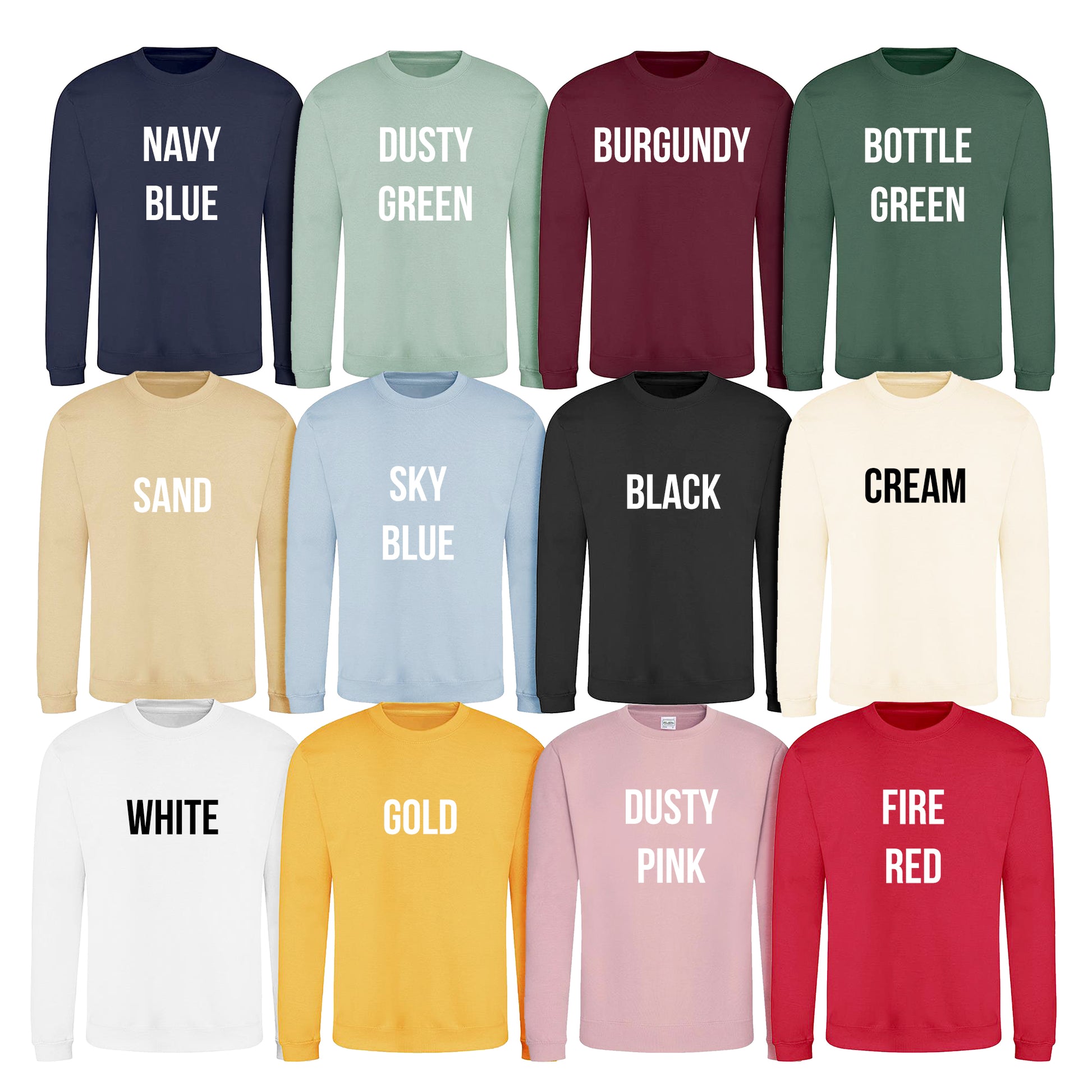 Sweatshirt Colour Options