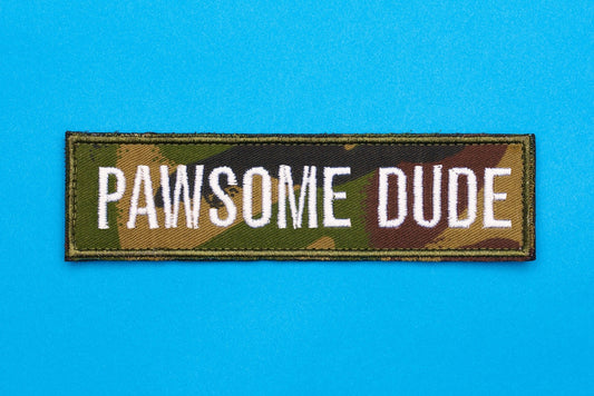 Pawsome Dude Embroidered Patch Camo - On Your Barks Merch